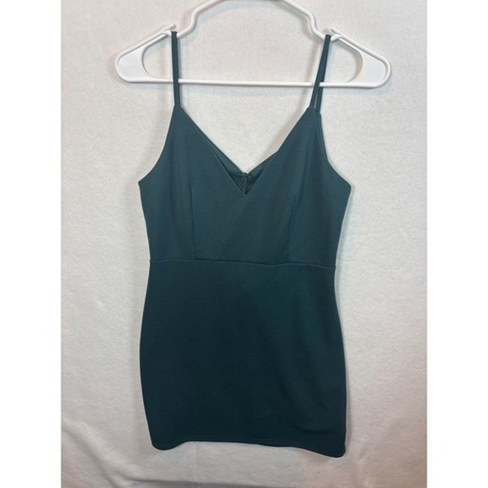 Minuet Bodycon Mini Dress Womens Small Dark Green NWT Cutout Back V-Neck 9340-1